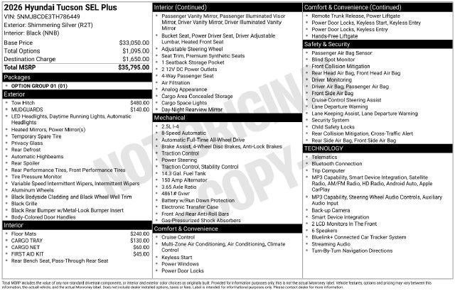 2026 Hyundai TUCSON SEL Plus AWD