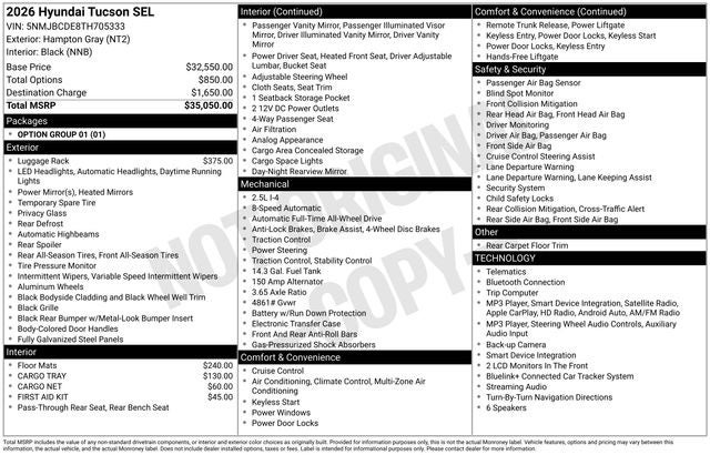 2026 Hyundai TUCSON SEL AWD