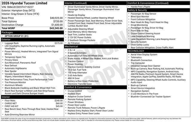2026 Hyundai TUCSON Limited AWD