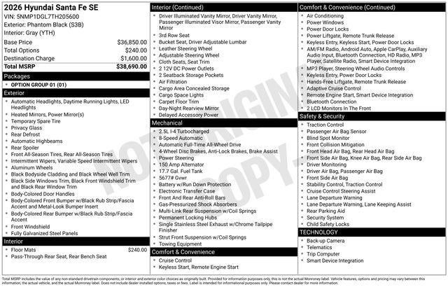 2026 Hyundai SANTA FE SE AWD