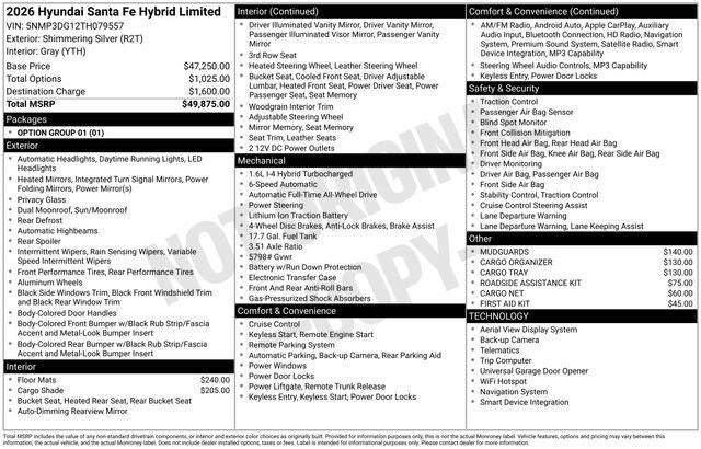 2026 Hyundai SANTA FE HYBRID Limited