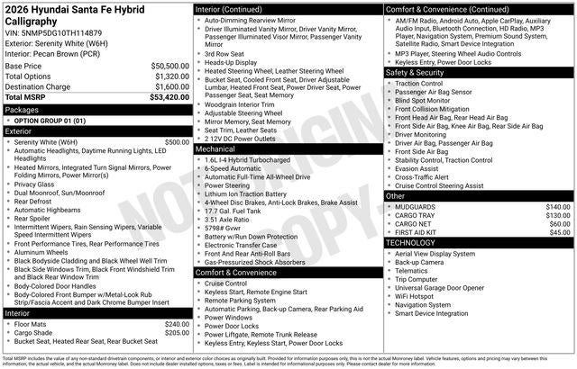 2026 Hyundai SANTA FE HYBRID Calligraphy