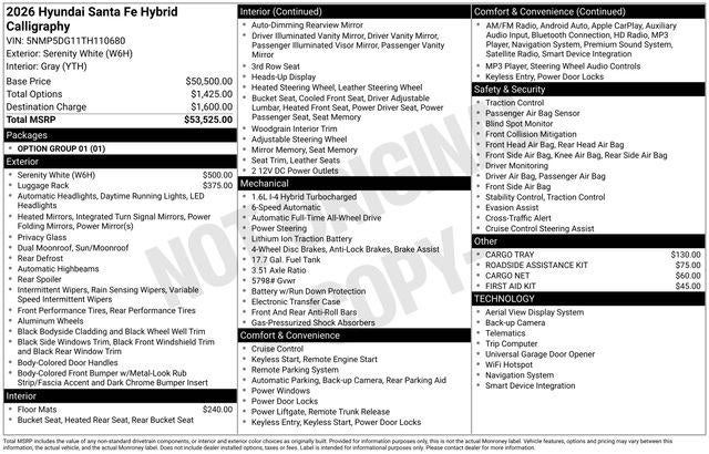 2026 Hyundai SANTA FE HYBRID Calligraphy