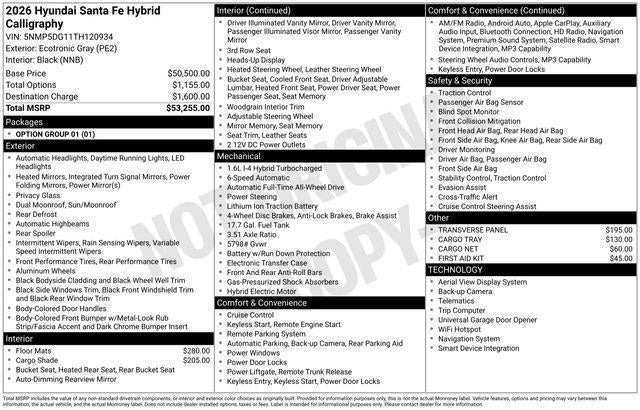 2026 Hyundai SANTA FE HYBRID Calligraphy