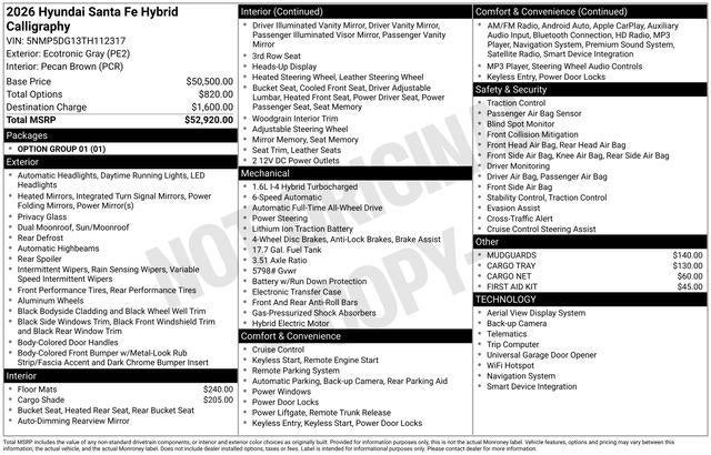 2026 Hyundai SANTA FE HYBRID Calligraphy