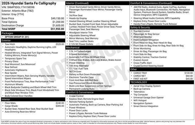 2026 Hyundai SANTA FE Calligraphy AWD