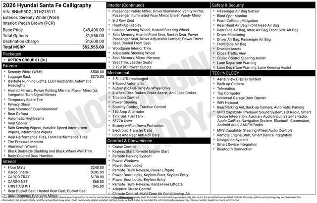 2026 Hyundai SANTA FE Calligraphy AWD