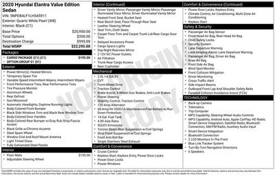 2020 Hyundai ELANTRA Value Edition