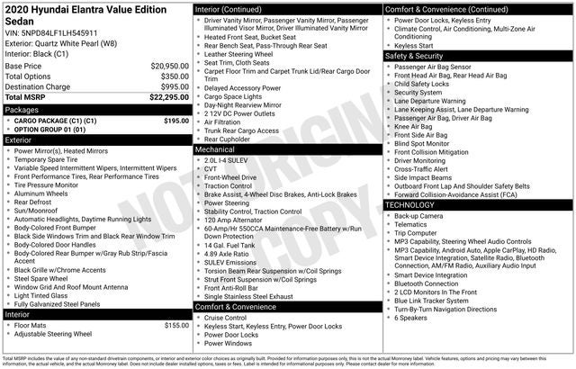 2020 Hyundai ELANTRA Value Edition