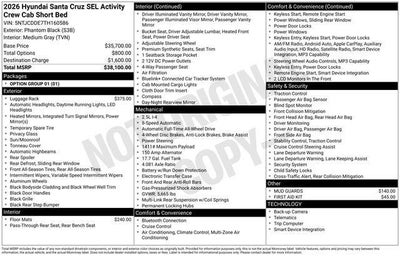2026 Hyundai SANTA CRUZ SEL Activity AWD
