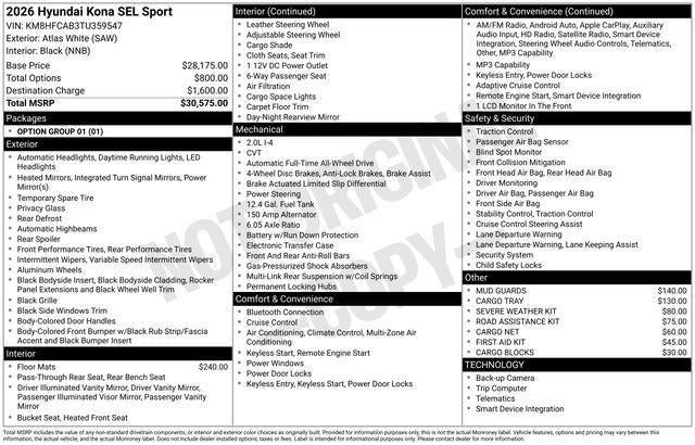 2026 Hyundai KONA SEL Sport AWD