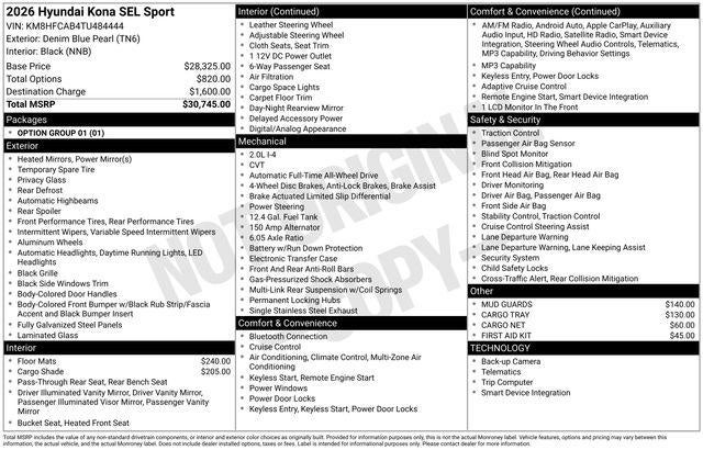 2026 Hyundai KONA SEL Sport AWD