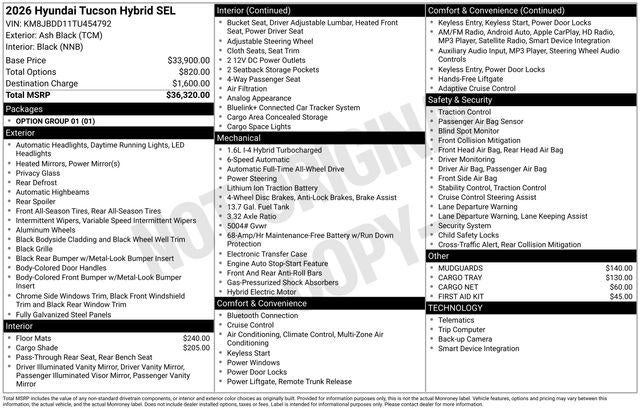 2026 Hyundai TUCSON HYBRID SEL AWD