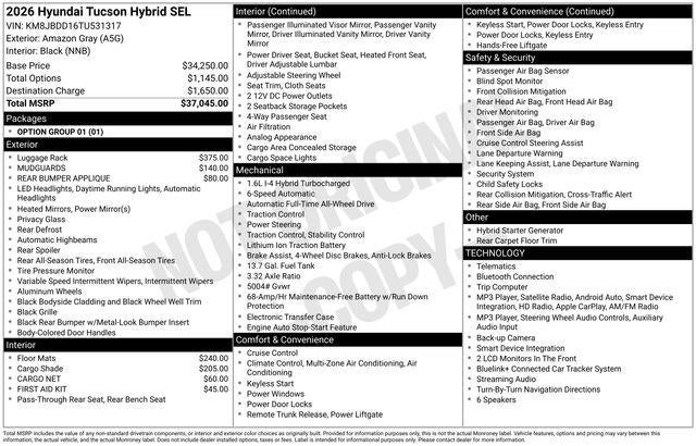 2026 Hyundai TUCSON HYBRID SEL AWD