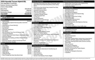2026 Hyundai TUCSON HYBRID SEL AWD