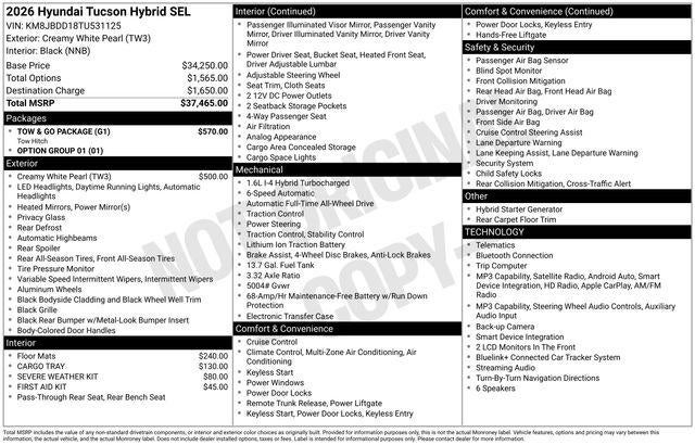 2026 Hyundai TUCSON HYBRID SEL AWD