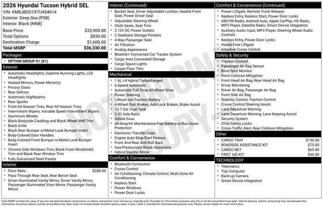 2026 Hyundai TUCSON HYBRID SEL AWD