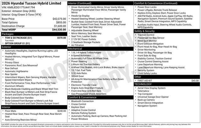 2026 Hyundai TUCSON HYBRID Limited
