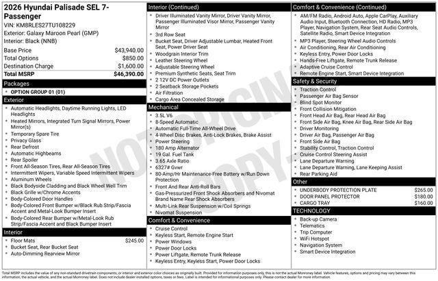 2026 Hyundai PALISADE SEL AWD