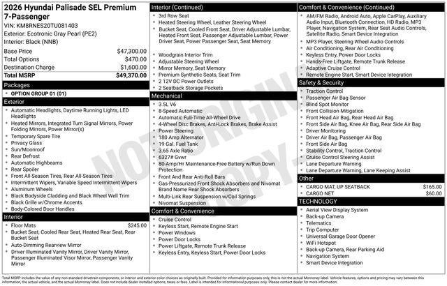 2026 Hyundai PALISADE SEL Premium AWD