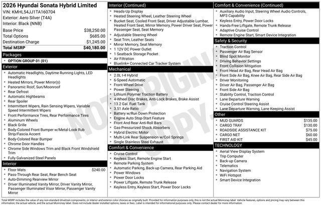 2026 Hyundai SONATA HYBRID Limited