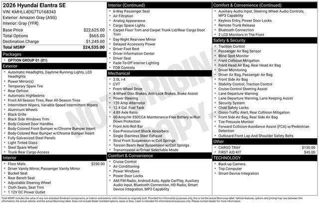 2026 Hyundai ELANTRA SE
