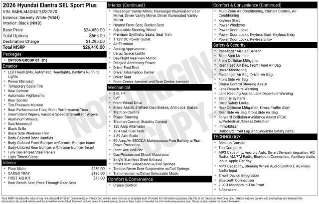 2026 Hyundai ELANTRA SEL Sport Plus
