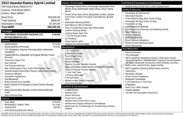 2022 Hyundai ELANTRA HYBRID Limited