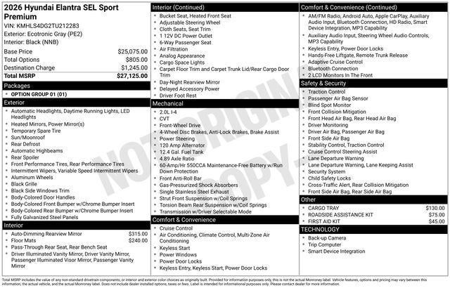 2026 Hyundai ELANTRA SEL Sport Premium