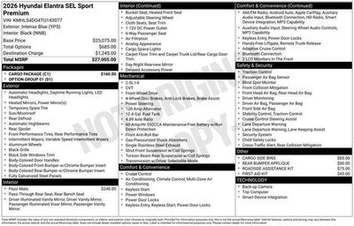 2026 Hyundai ELANTRA SEL Sport Premium