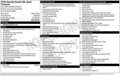 2026 Hyundai ELANTRA SEL Sport Premium