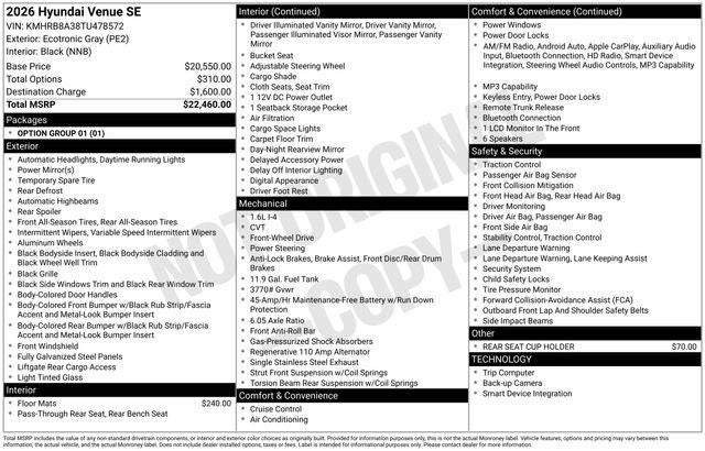 2026 Hyundai VENUE SE