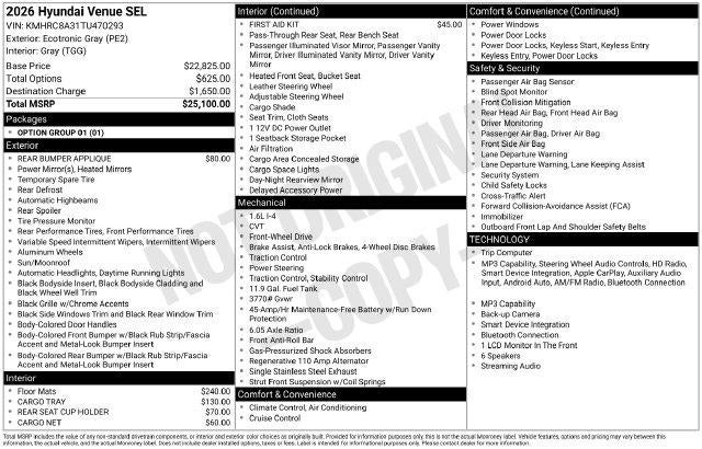 2026 Hyundai VENUE SEL