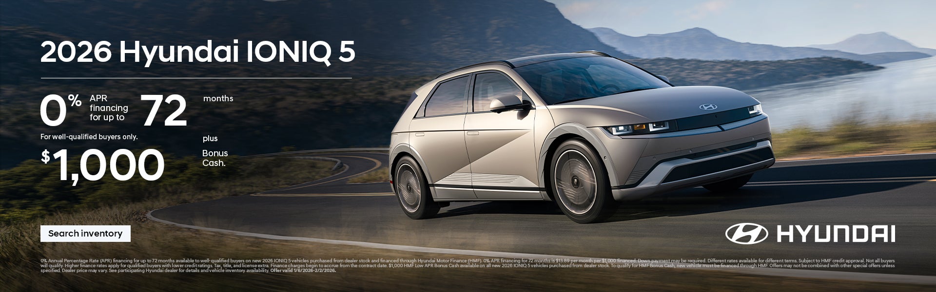 2026 Hyundai IONIQ 5 - 0% APR for 72 months PLUS $1,000 RBC