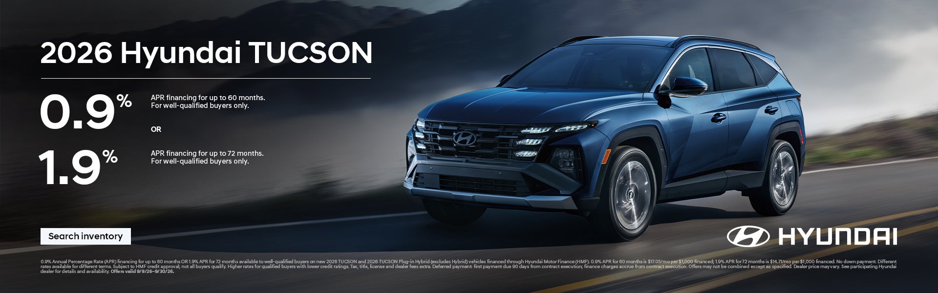0.9% APR for 60 mos. or $278/36/$3,999 Lease