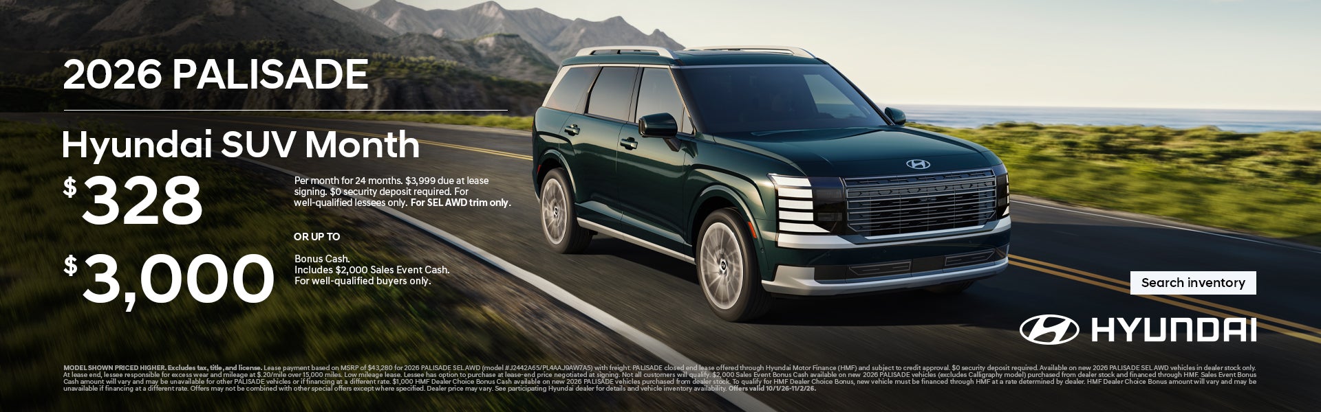 $328/24/$3,999 Lease or $3,000 Bonus Cash