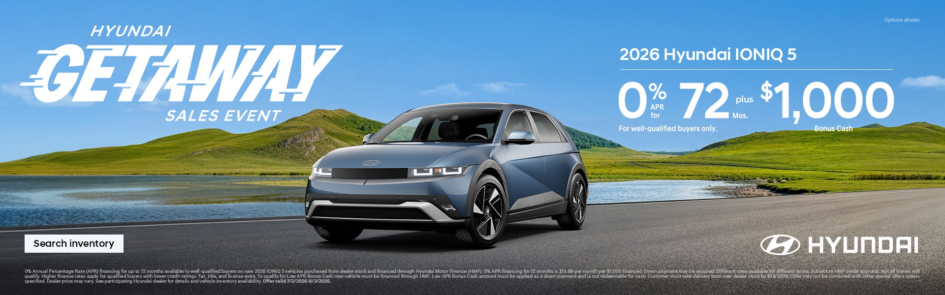 IONIQ 5 0% APR for 72 mos. + $1,000 Bonus Cash