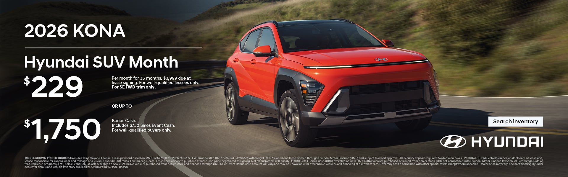 $229/36/$3,999 Lease or $1,750 Bonus Cash